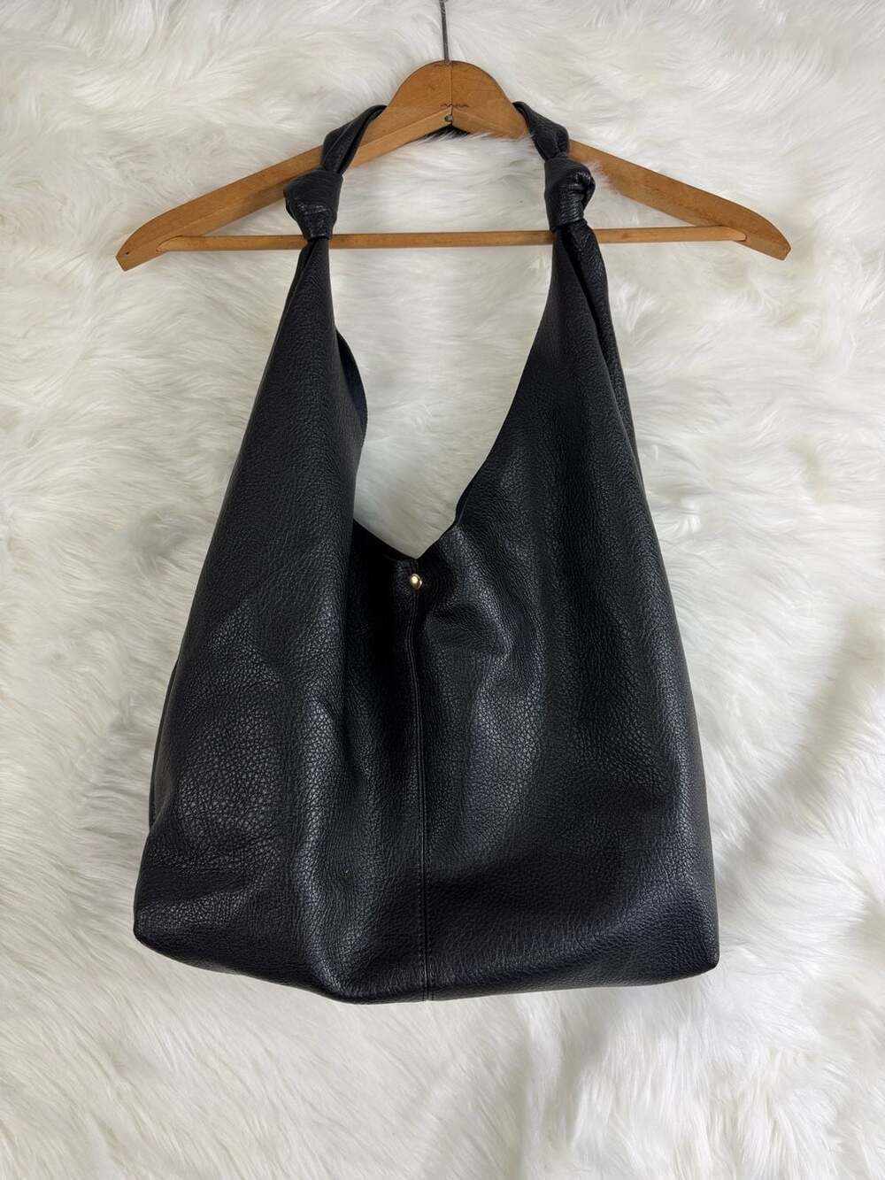 Anthropologie Love Knot Slouchy Bag Black Leather Hobo Handbag